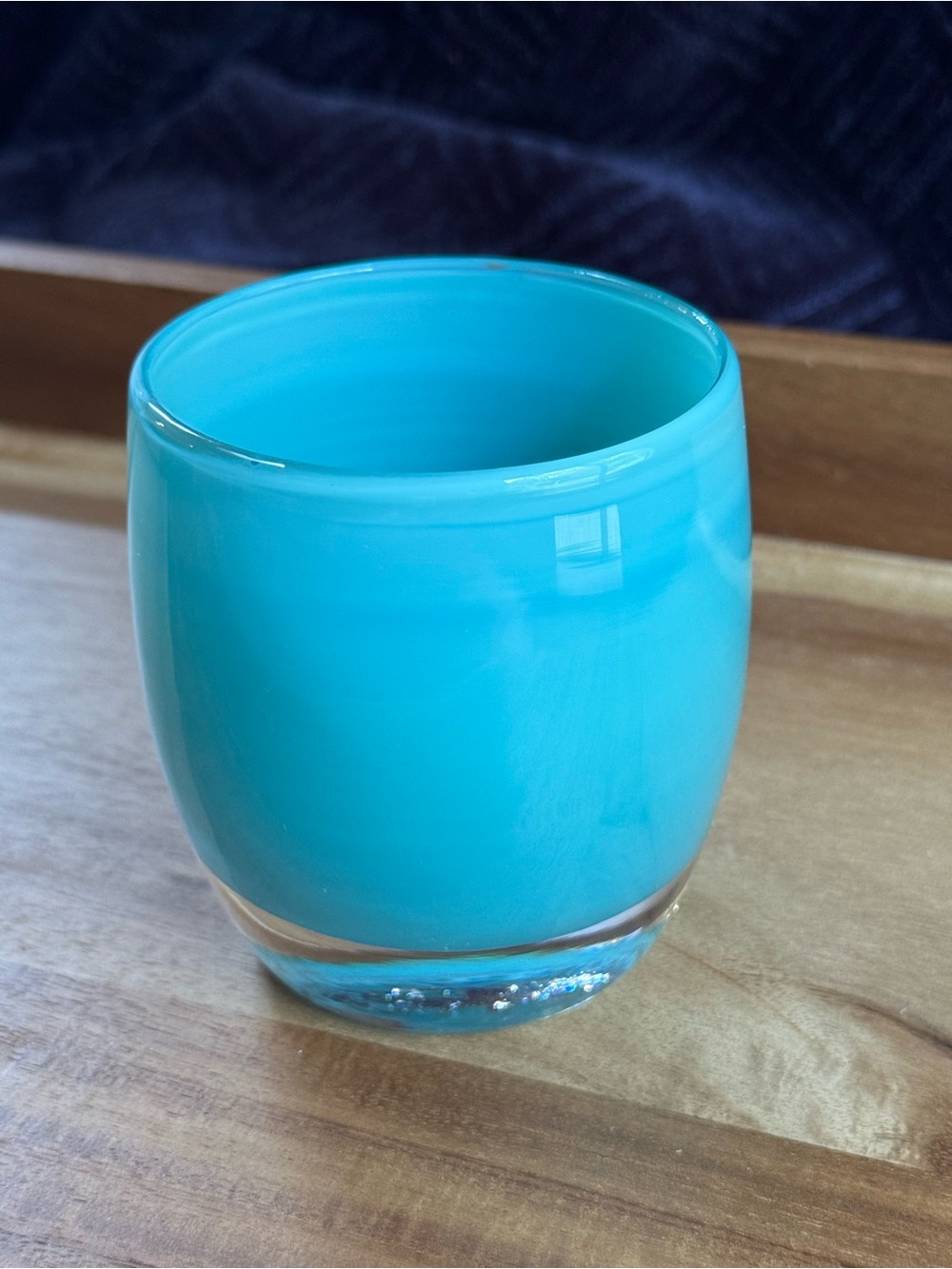 Glassybaby Turquoise blown glass votive